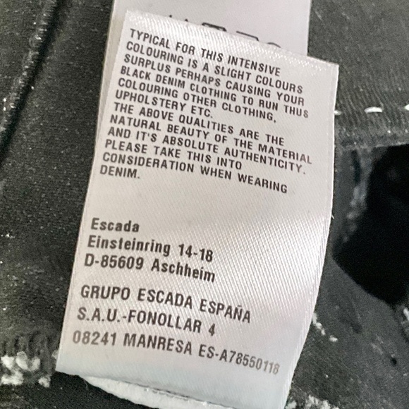 NWOT Escada Y2K Women’s Denim Jeans Blokecore Black Beaded Pockets 8 - Picture 6 of 16